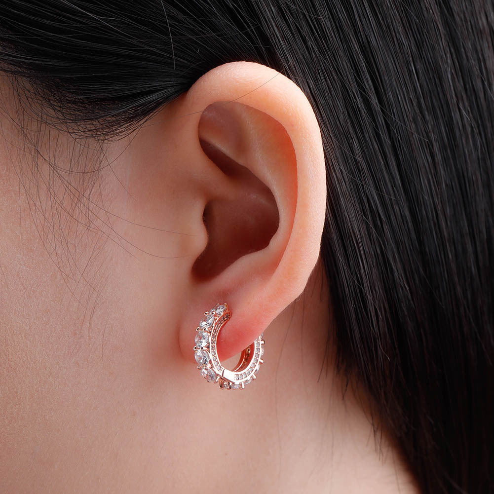 Pavé Huggie Hoop Earrings