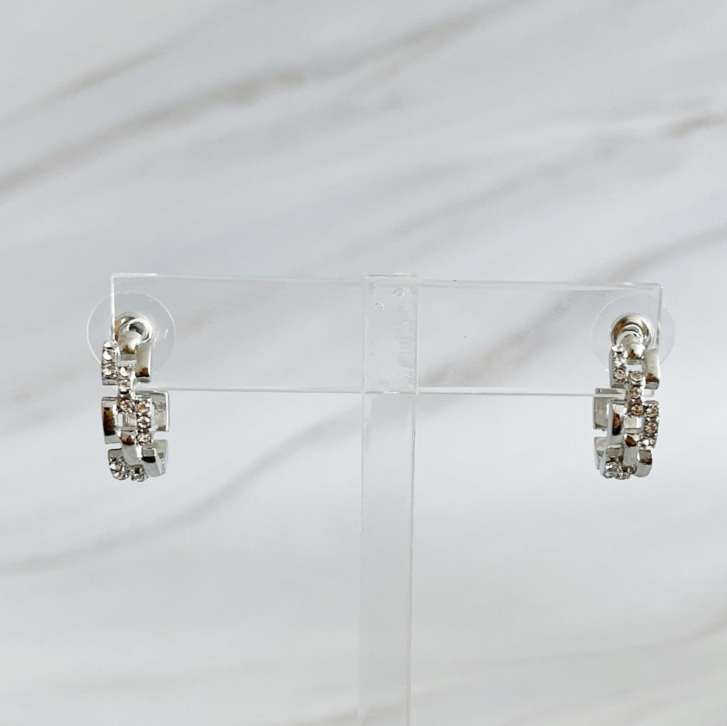 Pave huggie hoops pair
