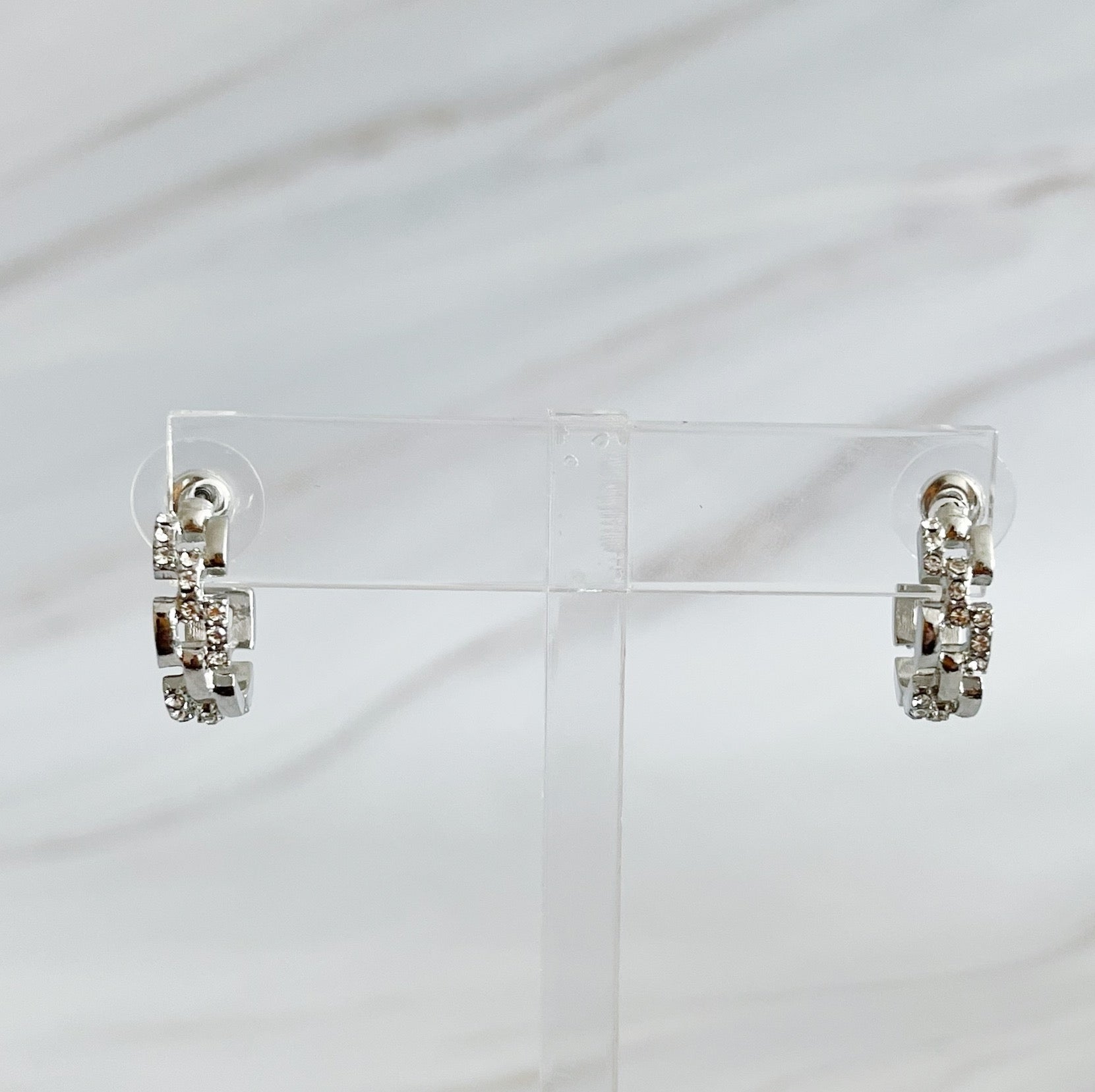 Pave huggie hoops pair