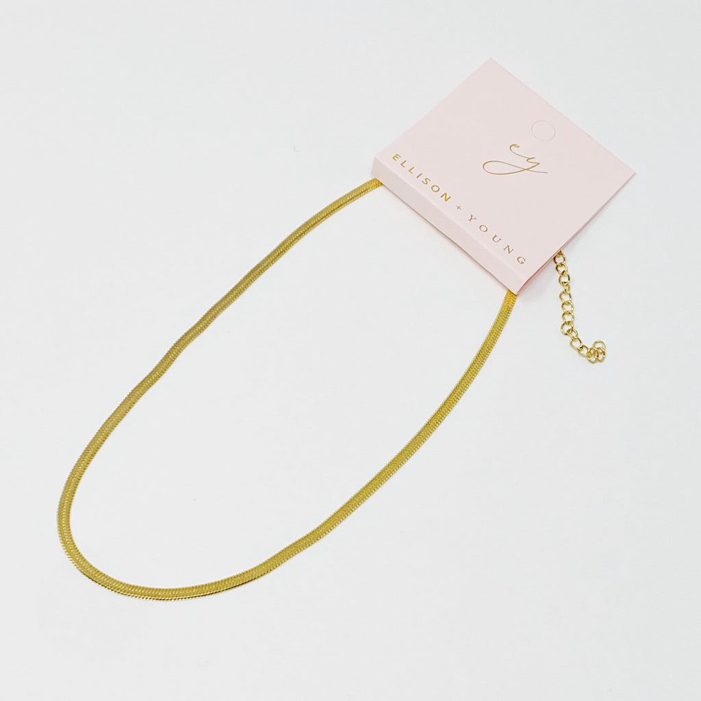 Herringbone necklace worn