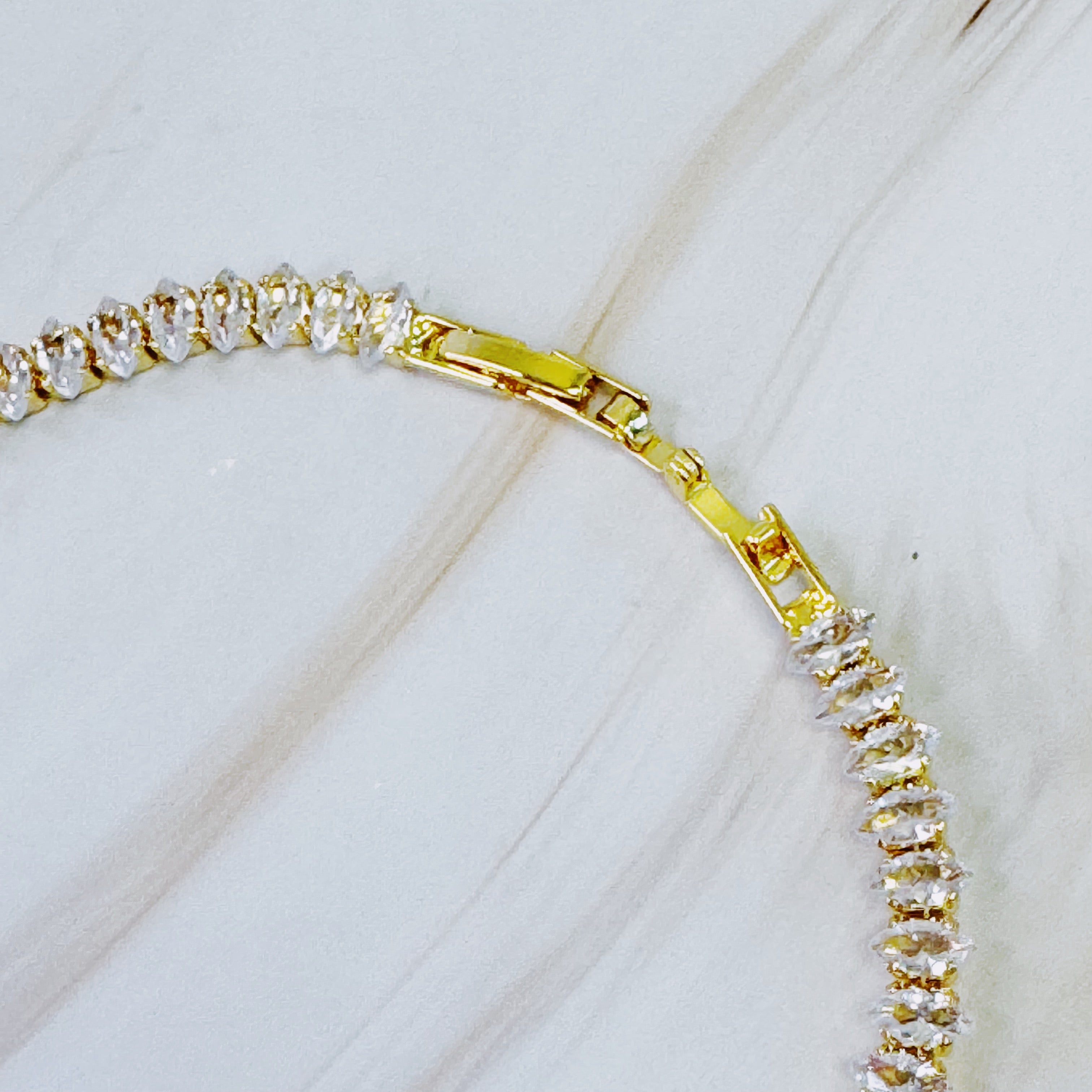 Tennis necklace worn