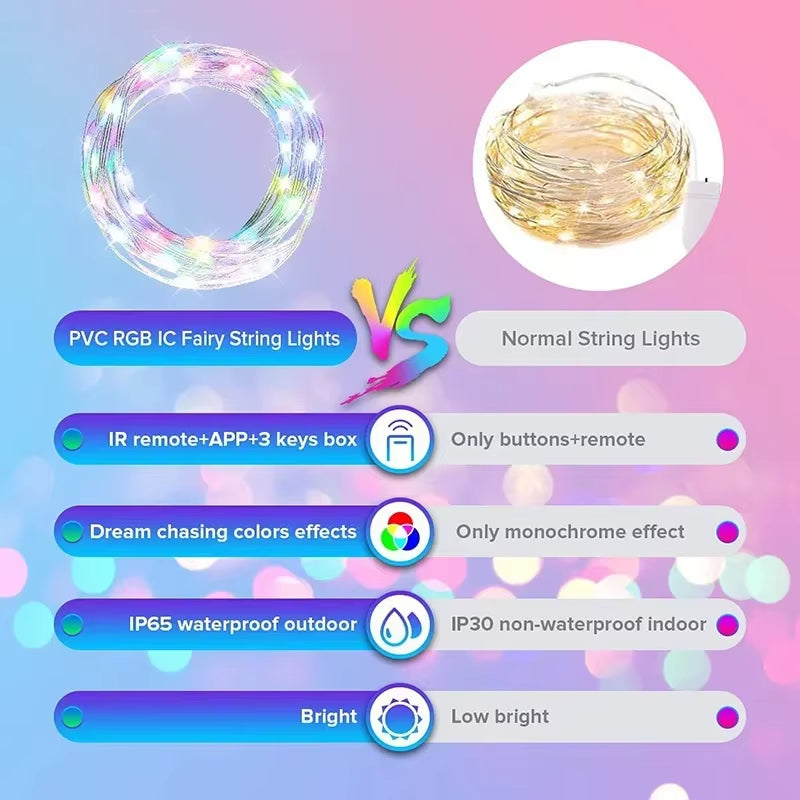 Dreamcolor RGB LED Fairy Lights — App Controlled