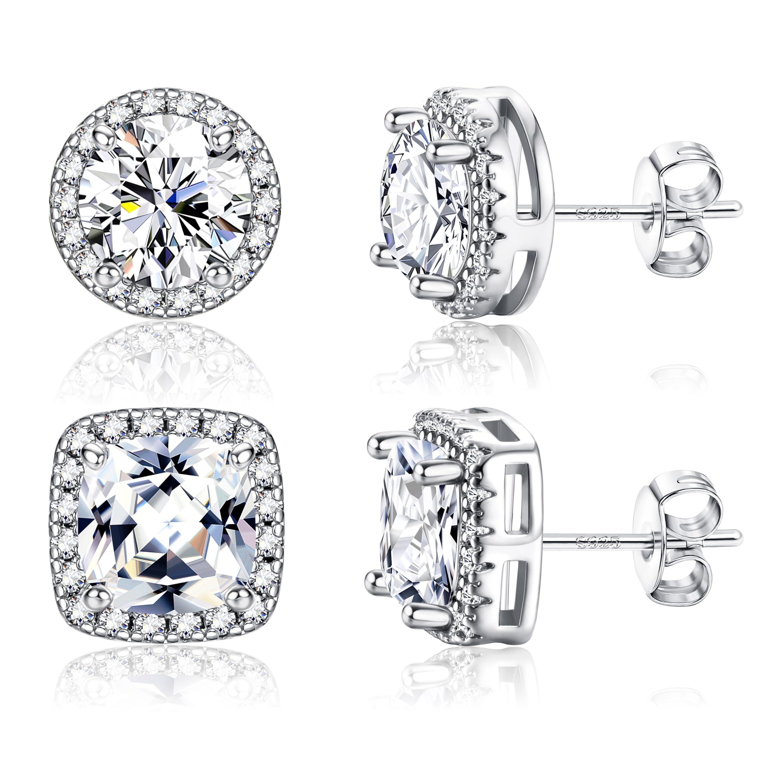 Fine Shine Stud Earrings — Set of 2 Pairs