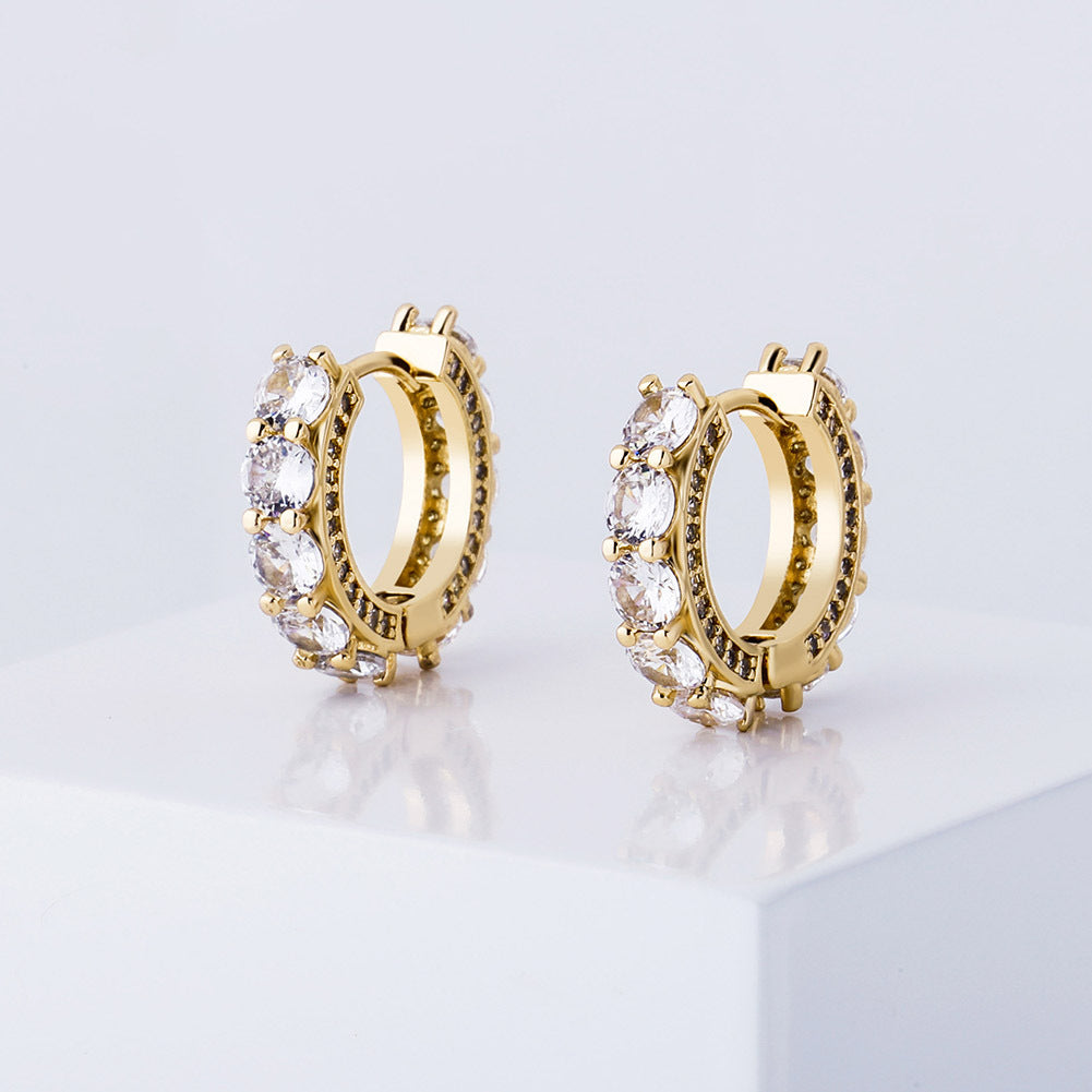 Pavé Huggie Hoop Earrings