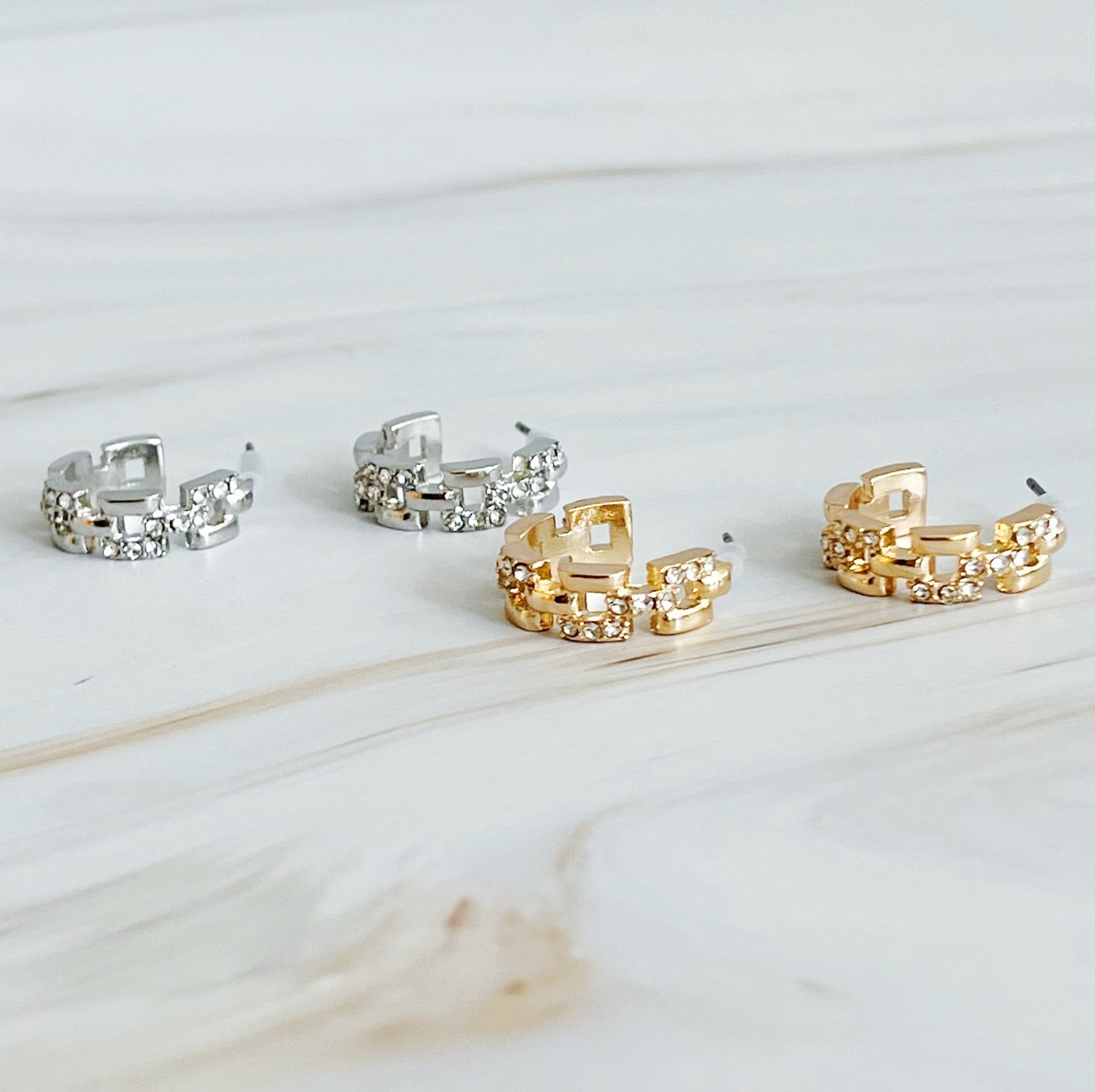 Pavé Huggie Hoop Earrings